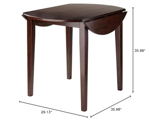 Ergode Clayton Round Drop Leaf Dining Table - Versatile & Elegant Walnut Table for Small Spaces - 36' Surface - Solid Wood - Easy Assembly - 35.98' W x 35.98' D x 29.13' H - 33.95 lbs