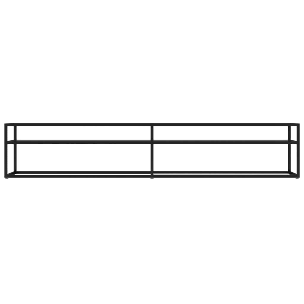 vidaXL Black TV Cabinet with Tempered Glass and Powder-Coated Steel - Sleek, Streamlined Design - Ample Storage Space 86.6&quot;x15.7&quot;x15.9&quot;