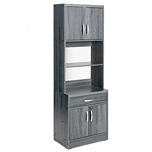 Shelby Tall Wooden Kitchen Pantry (Grey)