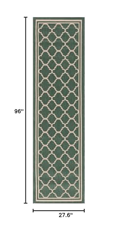 Safavieh Courtyard Collection Runner Rug - 2'3' X 8', Dark Green & Beige, Trellis Design, Non-Shedding & Easy Care, Indoor/Outdoor & Washable-Ideal For Patio, Backyard, Mudroom (Cy6918-322)