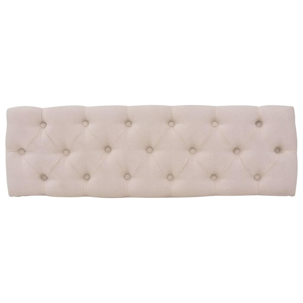 vidaXL Solid Wood Bench with Cabriole Legs, 43.3&quot;x15&quot;x18.9&quot; - Cream White Fabric Upholstery with Linen, Polyester, Cotton, and Viscose