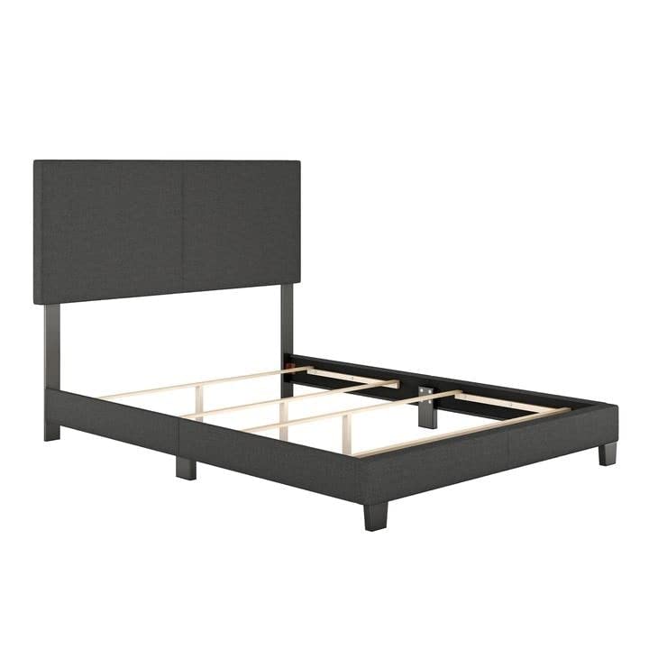 Sleep Sync Tivoli Charcoal Linen Upholstered Platform Bed Frame In Four Sizes King Glam, Farmhouse