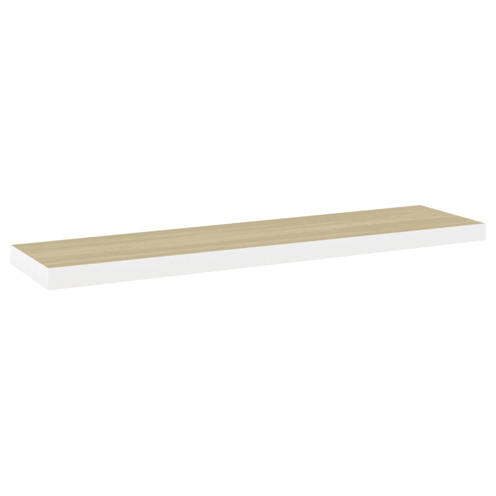 vidaXL Floating Wall Shelves 2 pcs Oak and White 47.2&quot;x9.3&quot;x1.5&quot; MDF