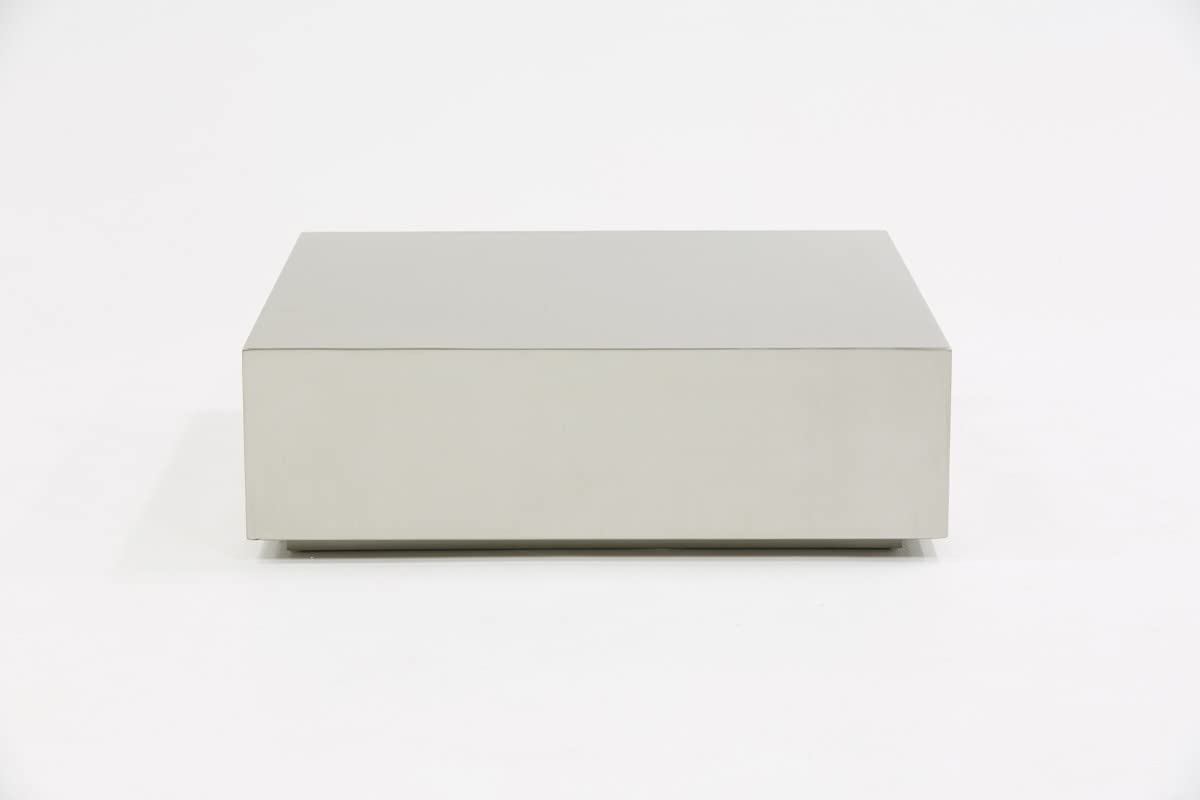 HomeRoots Modern Brushed Silver Stainless Steel Coffee Table