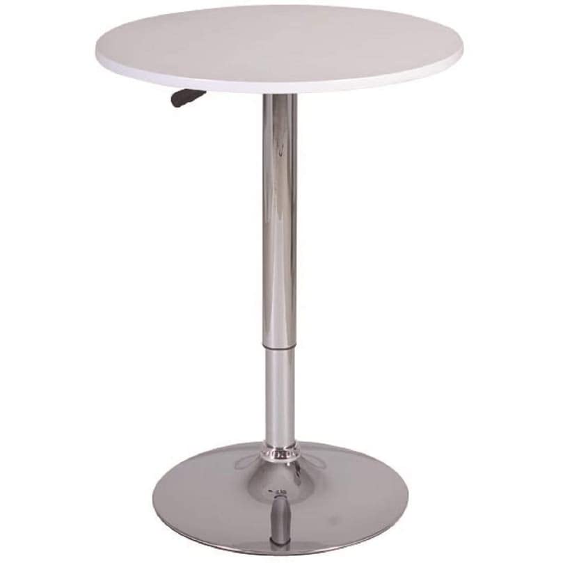 Creative Images Height Adjustable Swivel Wood Bar Table with Gas Lift and Base White