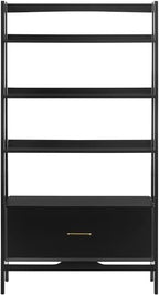 Crosley Furniture Landon Large Bookshelf Etagere, Bookcase Storage with Shelves and File Drawer, Matte Black