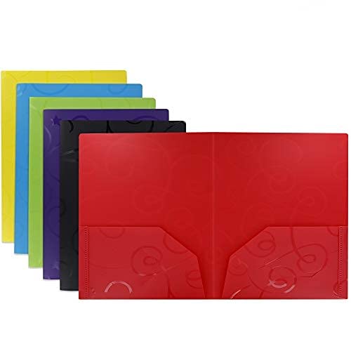 Emraw Swirl Embossed 2 Pockets Poly Portfolio Legal Document Organizer Designed For Home, Office, School, Classroom And More - A