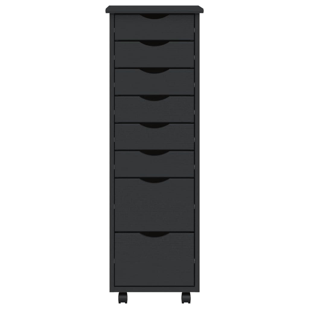 vidaXL MOSS 8-Drawer Chest, Solid Pine Wood Mobile File Cabinet, Storage Cabinet on Wheels, Chest of Drawers for Home Office, Easy Assembly & Maintenance, 13.4&quot;x15.4&quot;x40.6&quot;, Gray