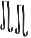 Factory Direct Craft Set of 2 Over The Door Black Metal Double Wreath Hangers - You can Display Two Wreaths with This Hanger