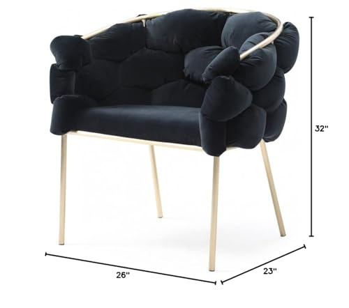 HomeRoots Black Geo Velvet and Brushed Brass Velvet Dining Chair