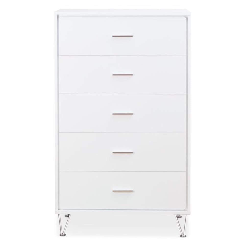 Acme Deoss Wooden Rectangular Chest with 5 Storage Drawers in White