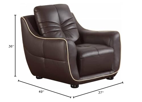 HomeRoots Brown/Black Leather Distressed Arm Chair - Thumbnail 2