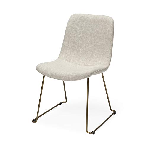 Homeroots Set Of Two Cream And Gold Upholstered Fabric Side Chairs