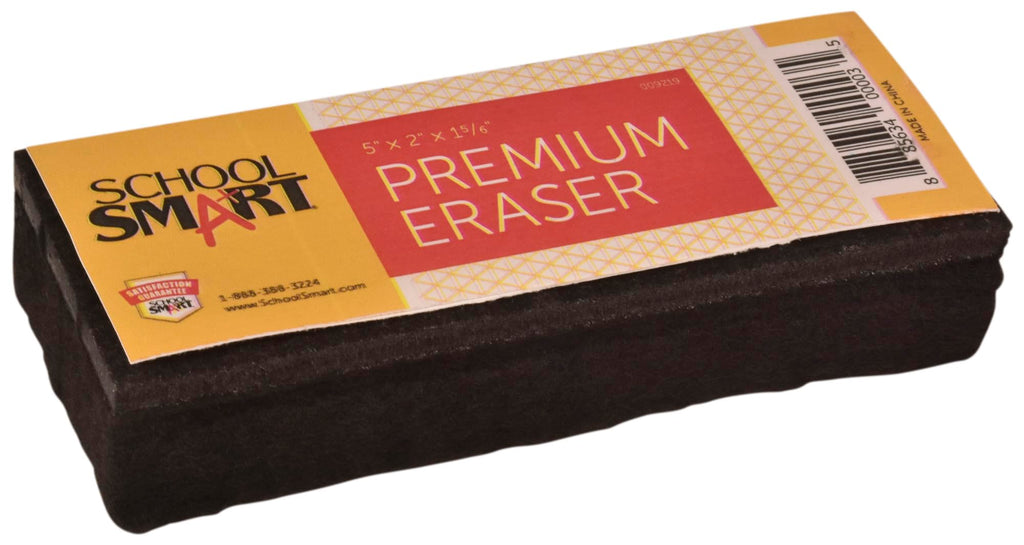 School Smart Premium Chalkboard Eraser, 5 L X 2 W X 1 H In, Felt, Black/White - 009219