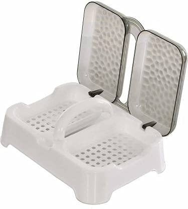 Bekner Double Sealed Drain Soap Dish Tray Holder with Handle & Lid Cover Box Case Soap Holder (Multicolor, Plastic)