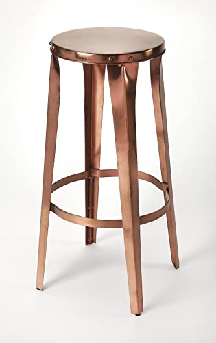 HomeRoots Iron Rustic Copper Backless Bar Stool