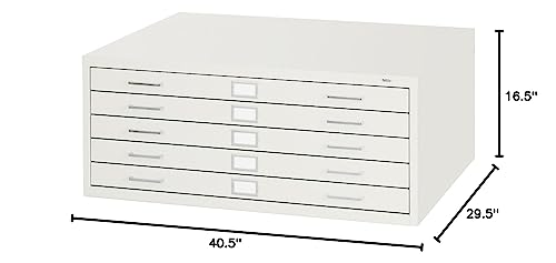 Safco Products Flat File for 36" W x 24" D Documents, 5-Drawer (Additional Options Sold Separately), White