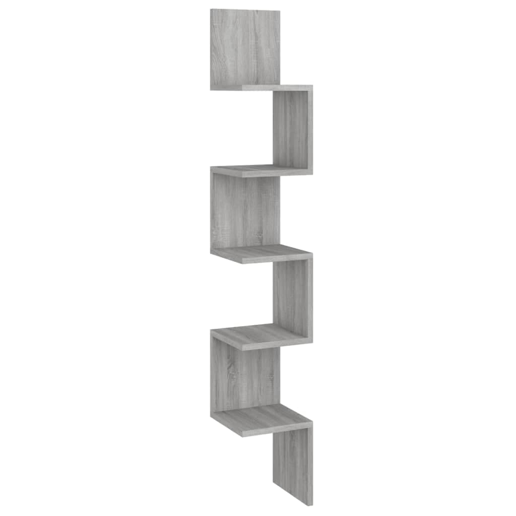 Wall Corner Shelf Grey Sonoma 20X20X127.5 Cm Engineered Wood