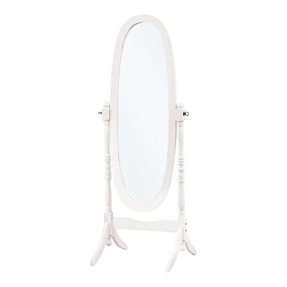 Monarch Solid Wood Oval Cheval Mirror, Antique White