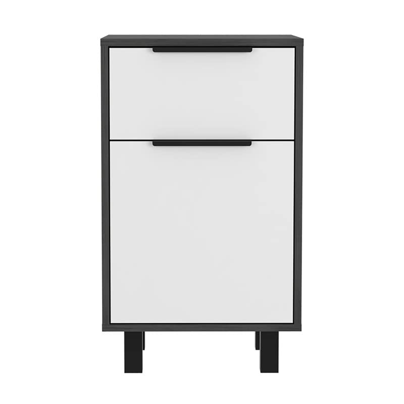 HomeRoots Multi-Color Stylish and Contemporary Smokey Oak and White Bedroom Nightstand