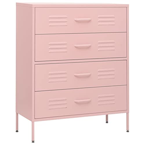 SKM Chest of Drawers Pink 31.5&quot;x13.8&quot;x40&quot; Steel