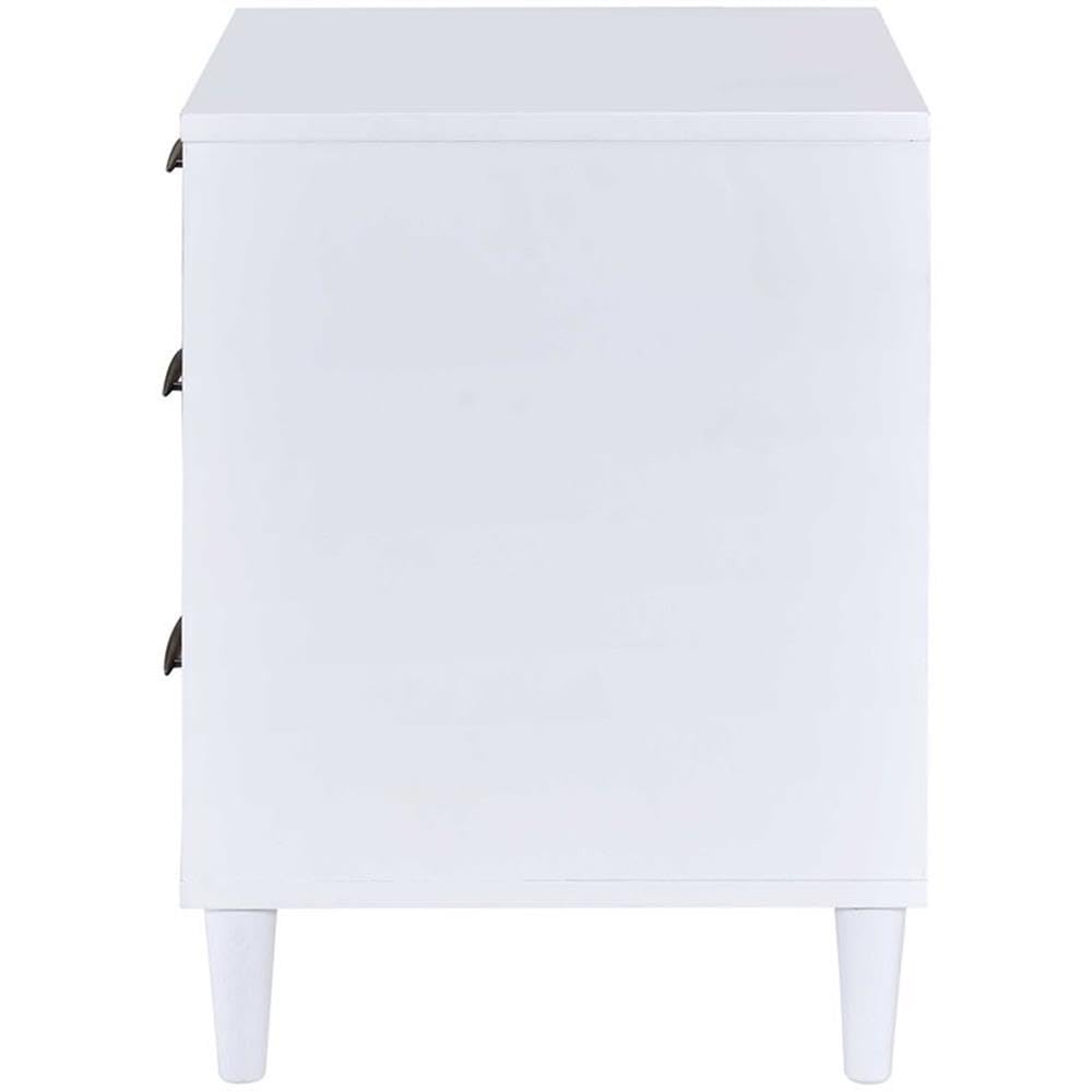 Acme Lurel Wooden Rectangular Nightstand in White and Weathered Oak