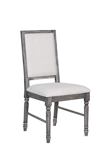 HomeRoots Linen Rubber Wood, MDF, F 20' X 22' X 40' 2pc Light Cream Linen and Weathered Gray Side Chair