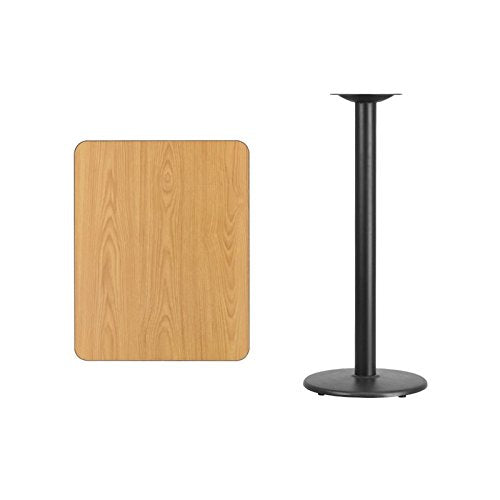Flash Furniture Stiles 24'' x 30'' Rectangular Natural Laminate Table Top with 18'' Round Bar Height Table Base