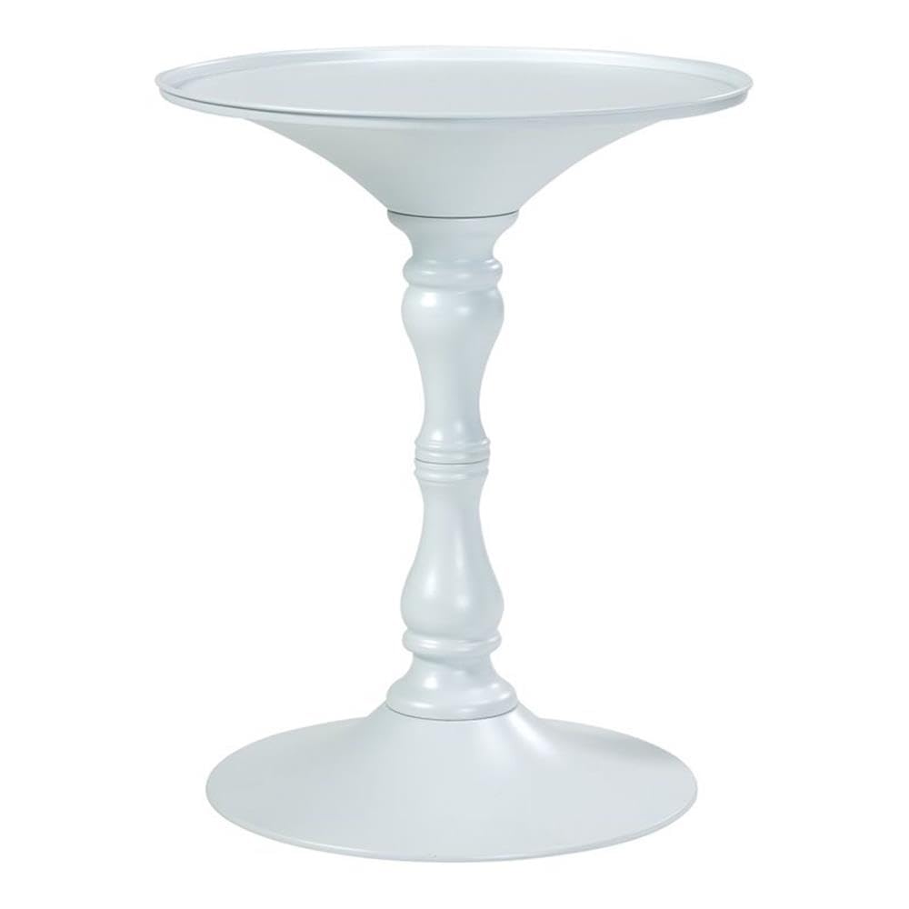 Pangea Home Bishop Circle Top Modern Steel Metal Side Table In White