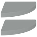 Vidaxl Floating Corner Shelves, Gray  Set Of 2 Durable Honeycomb Mdf/Metal Shelves With Invisible Mounting System, Easy To Inst