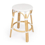 HomeRoots Rattan, Polyurethane Synthetic Rattan White Rattan Counter Stool