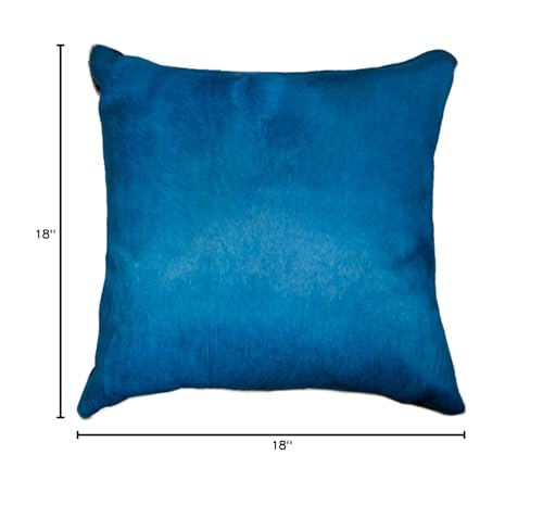 HomeRoots Cowhide, Microsuede, Polyfill 18' x 18' x 5' Blue Torino Kobe Cowhide - Pillow