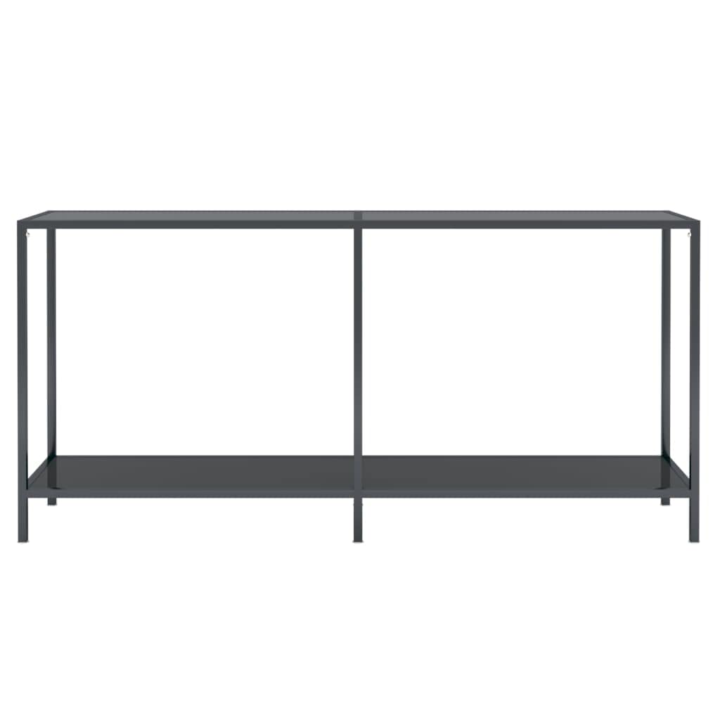 vidaXL Console Side Table - Tempered Glass and Powder-Coated Steel Construction - Black- Scandinavian Style - Ample Surface - Extra Storage Shelf