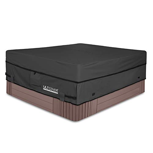 Ultcover Waterproof 600D Polyester Square Hot Tub Cover Outdoor Spa Covers 85 X 85 Inch, Black