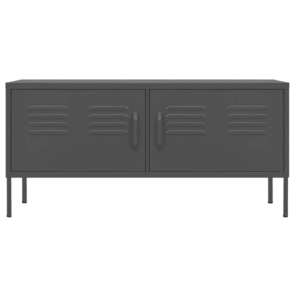 vidaXL Industrial Steel TV Stand - Anthracite Color, Ample Storage with Adjustable Levellers, Convenient Cable Management, Sturdy and Durable