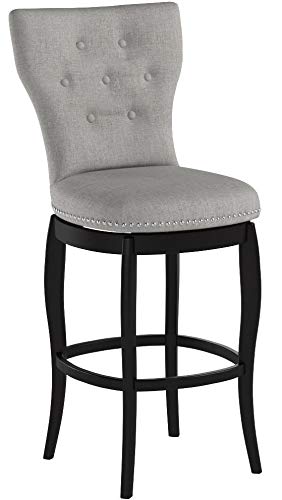 Baxton Studio Leonice Grey Fabric Upholstered Button-Tufted Swivel Barstool (Set of 2), 29', Gray