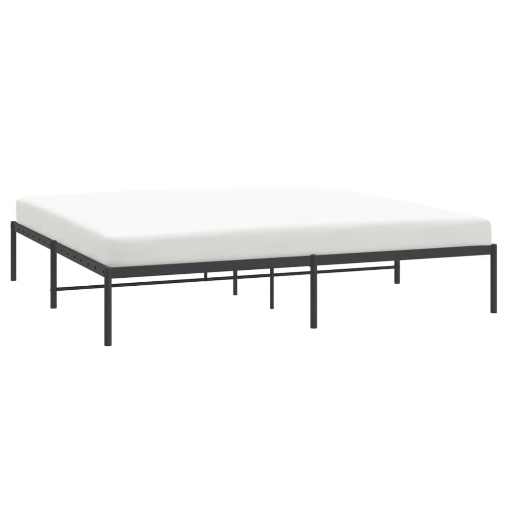 vidaXL Classic Metal Bed Frame 76&quot;x79.9&quot; in Black Steel - Sturdy Industrial Design with Metal Slats, Center Legs and Box Storage Space