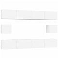 vidaXL TV Cabinet Set 6 Piece Home Indoor Entertainment Center Console HiFi Cabinet TV Stand Media Unit Furniture White Engineered Wood