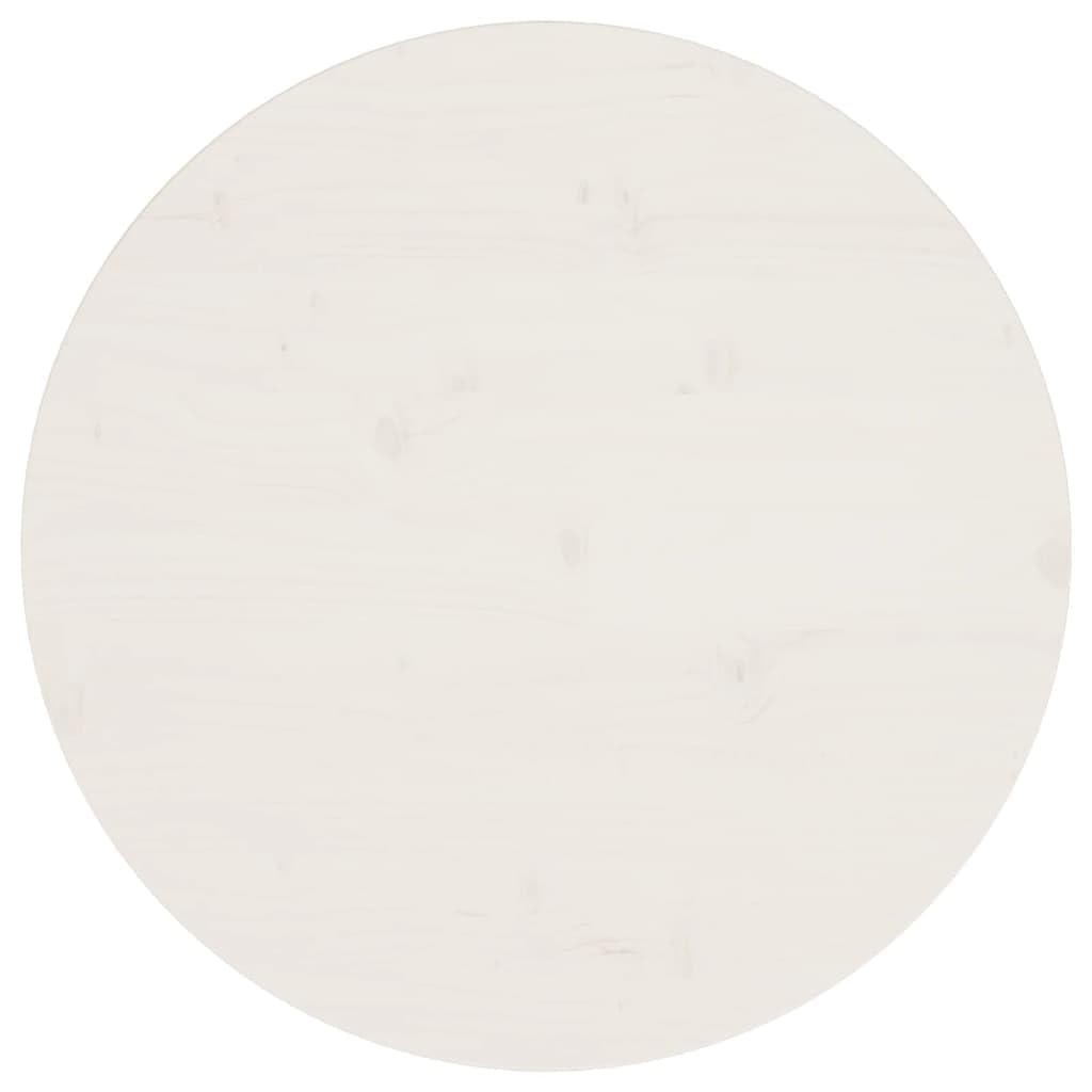 vidaXL Solid Pinewood Round Table Top for Dining, Coffee, and Garden Tables – White - Ø23.6"x1"