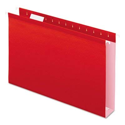 Reinforced 2' Extra Capacity Hanging Folders, 1/5 Tab, Legal, Red, 25/Box