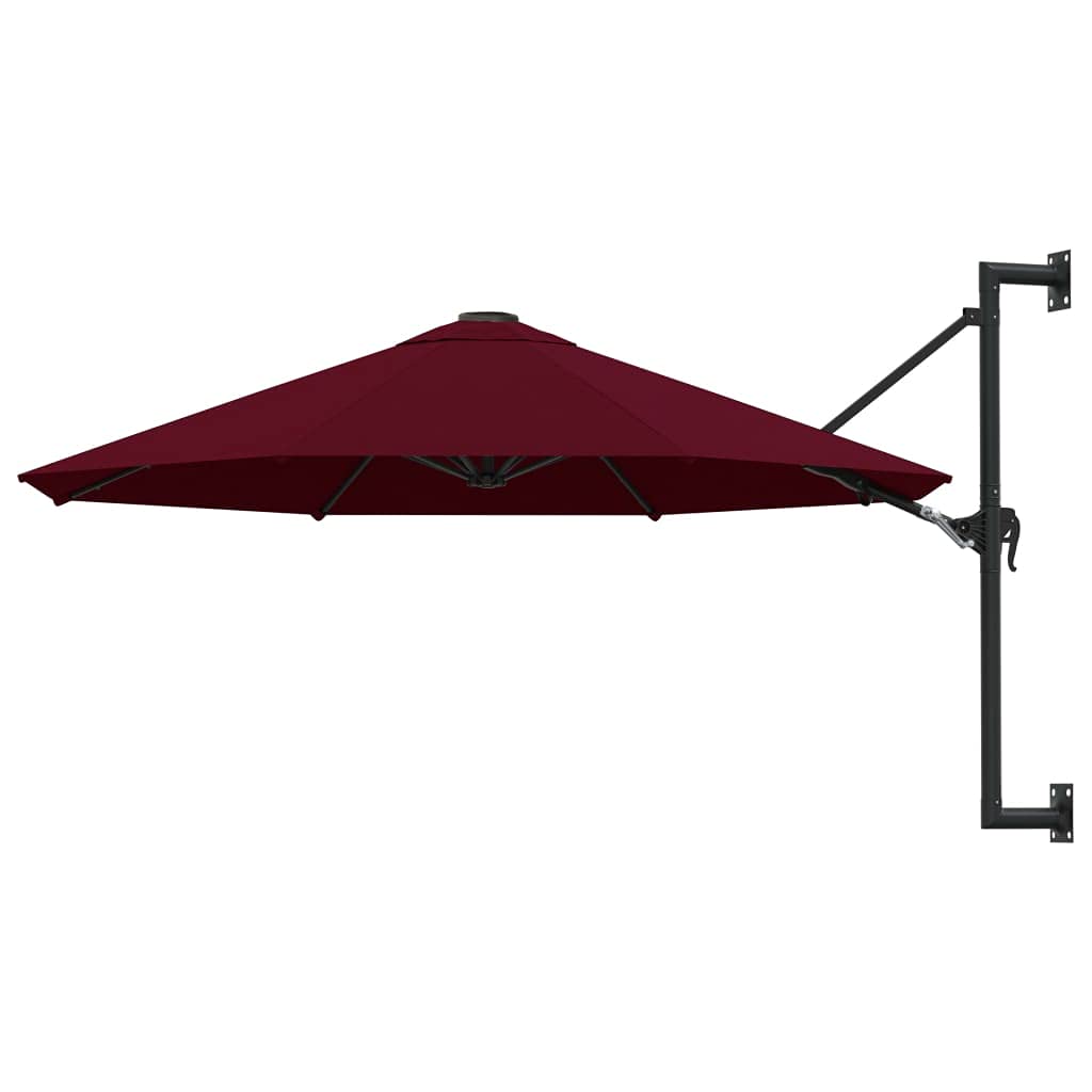 vidaXL Wall-Mounted Parasol with Metal Pole 118.1&quot; Burgundy