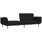 vidaXL 2-Seater Sofa Bed with Two Pillows Accent Loveseat Couch Black Fabric