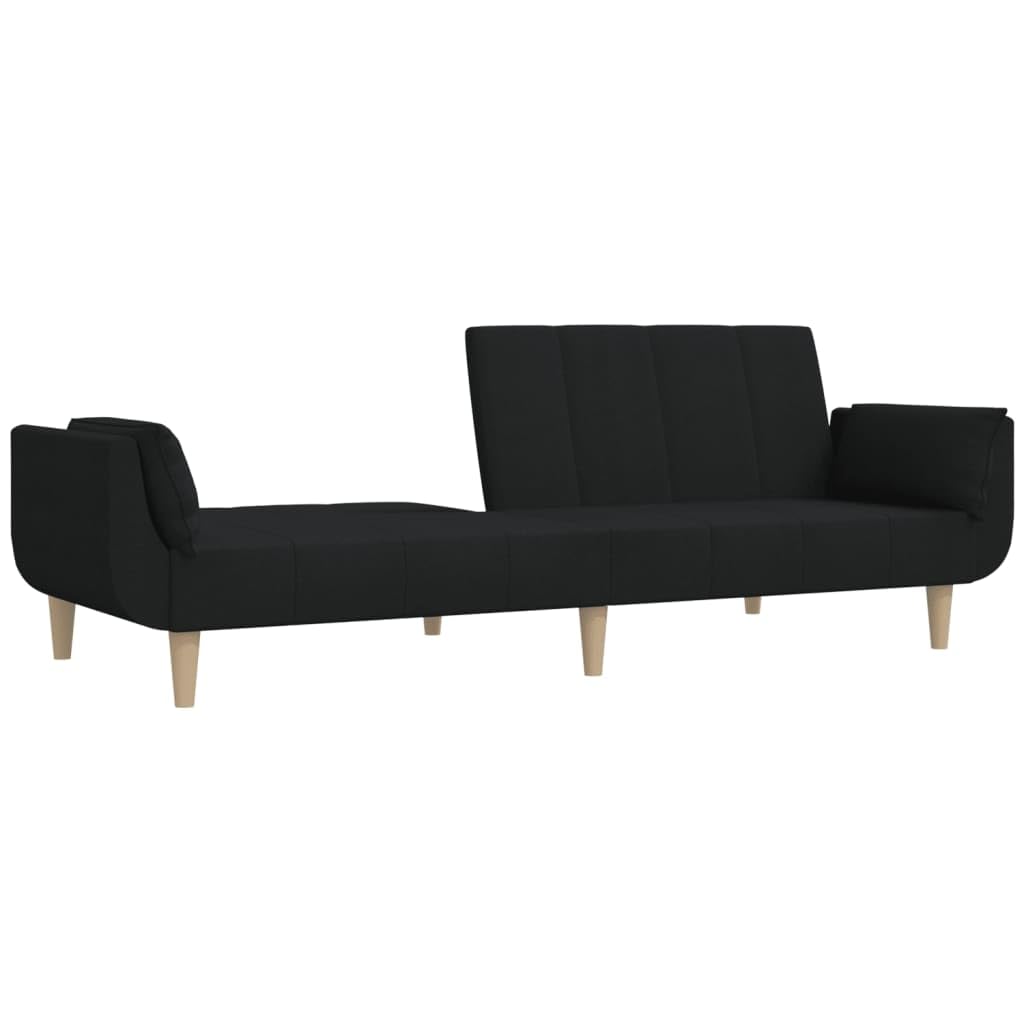 vidaXL 2-Seater Sofa Bed with Two Pillows Accent Loveseat Couch Black Fabric