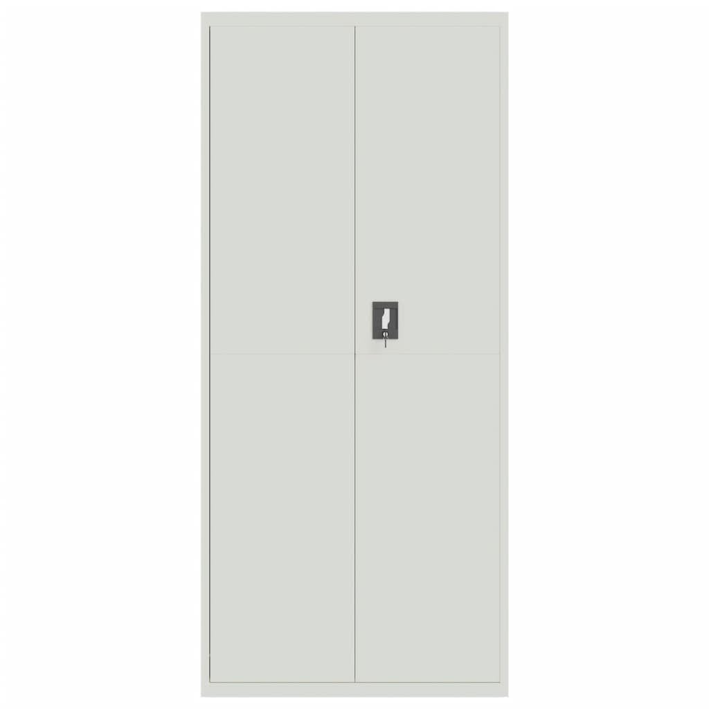 vidaXL Light Gray Steel Lockable File Cabinet - 4 Adjustable Shelves, Storage Cabinet for Office Supplies, 35.4&quot; W x 15.7&quot; D x 78.7&quot; H - Industrial Style