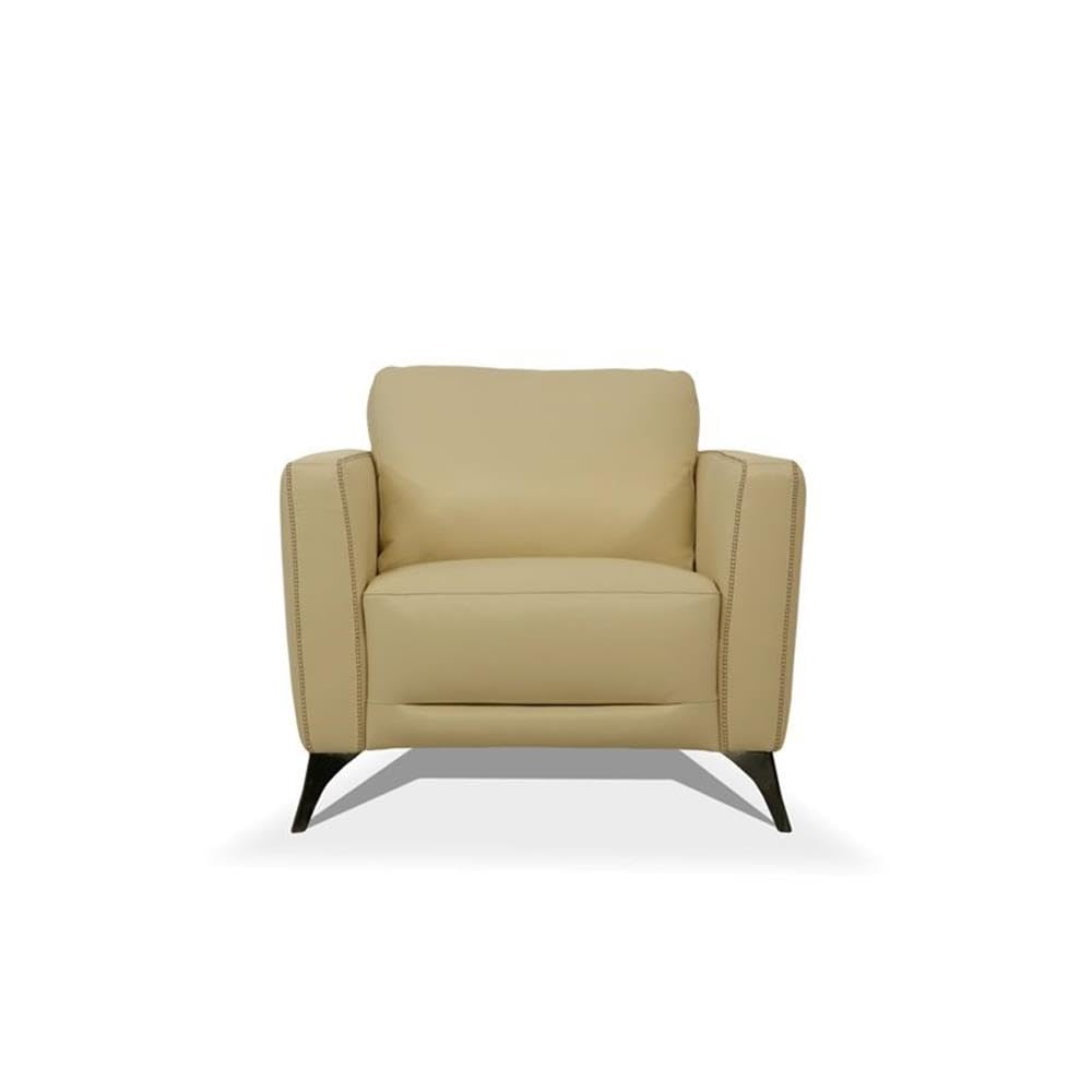 Acme Malaga Leather Accent Chair In Cream
