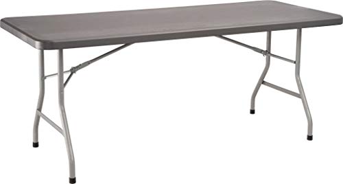 National Public Seating 30" X 72" Plastic Folding Table - Adjustable, Heavy-Duty, Portable, Indoor/Outdoor Table For Office, Camping, Events & Parties – Scratch & Heat Resistant, Charcoal Gray