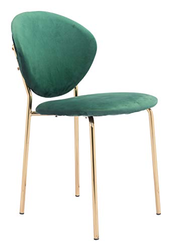 HomeRoots Decor 18.1-inch x 23.6-inch x 32.3-inch Green & Gold, Velvet, Steel & Plywood, Chair - Set of 2