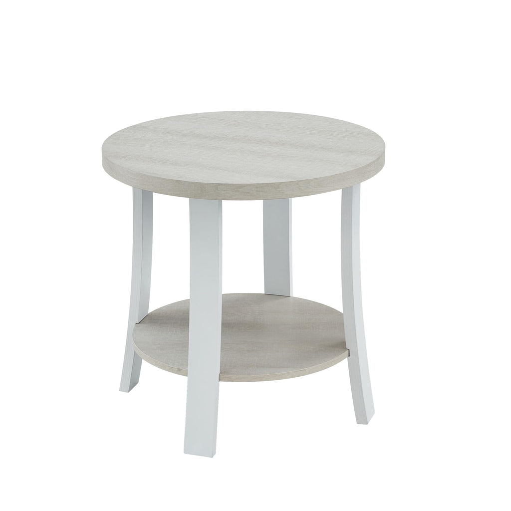 Anze Contemporary Round Wood Shelf End Table In White Finish