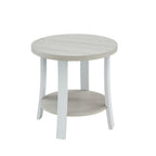 Anze Contemporary Round Wood Shelf End Table In White Finish