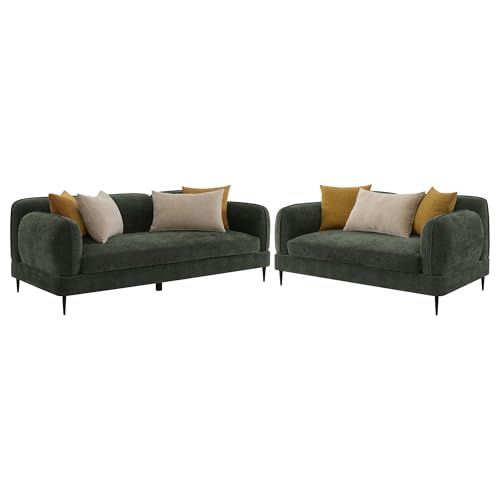 Coaster Home Furnishings Jade 2-Piece Chenille Upholstered Sofa Set Green